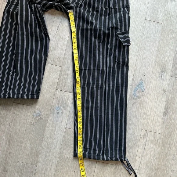 Handmade Peruvian Inca Boho Striped Black Straight Leg Pants Medium - Picture 3 of 5